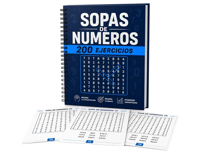 Mockup del bono 4: 200 Sopas de Números (con soluciones)